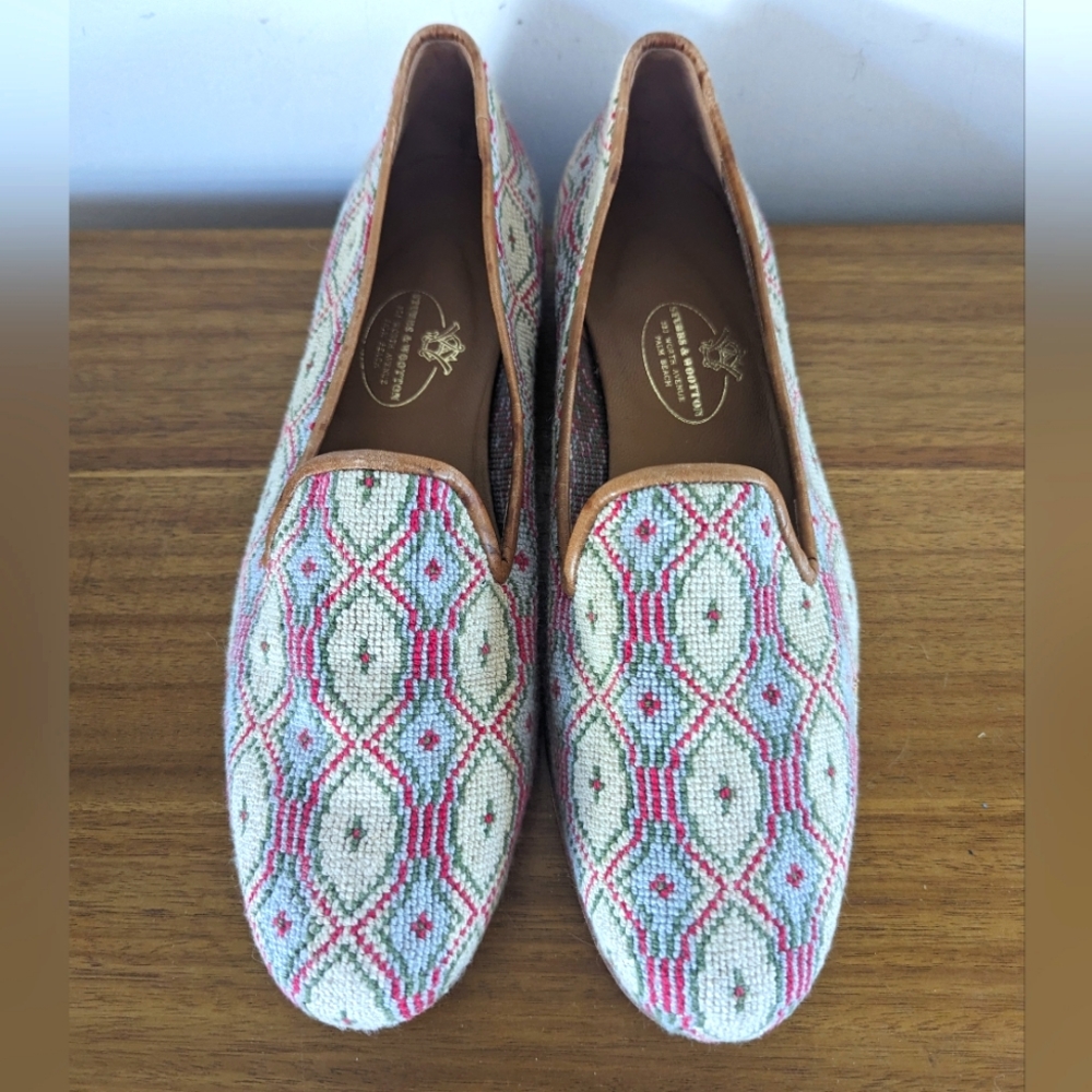 Stubbs & Wootton Paisley Needlepoint Slip-On Flat size 10 (narrow) EUC